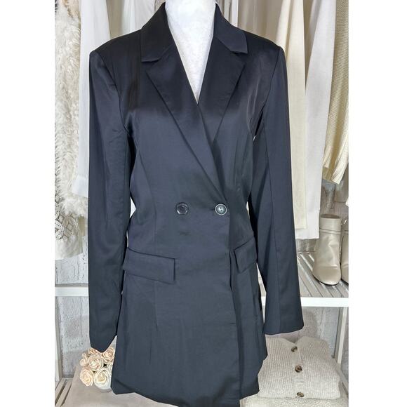 Abercrombie & Fitch Women's Size S Longline 2 Button Satin Blazer Jacket #0558 - Picture 1 of 13